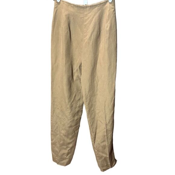 Donna Morgan vintage linen blend women’s light brown tan high rise zip closure p - Picture 1 of 8